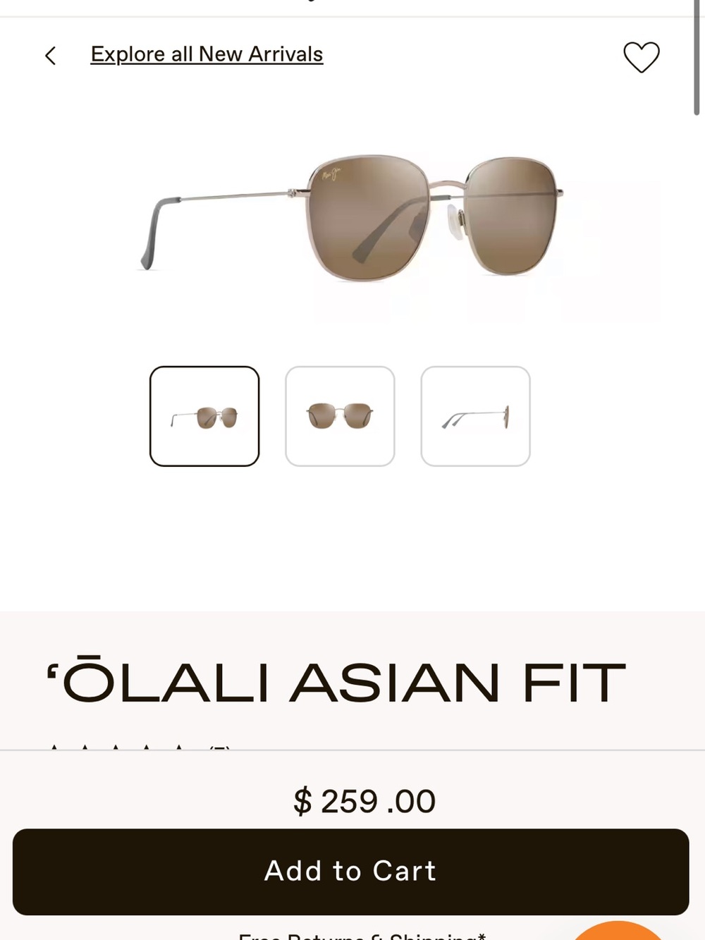 Maui Jim Olali Asian Fit Gradient Lens Metal Frame Sunglasses
